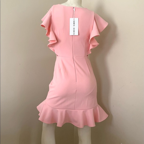 New SAINTS+SECRETS blush pink ruffled cut-out dress - Picture 3 of 5